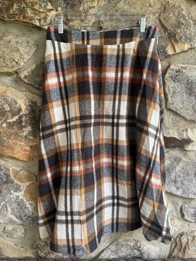 Plaid A-Line Skirt - Black, Brown, Cream